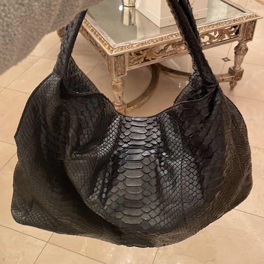 Large Black Python Hobo Bag. Barely Used - image 4